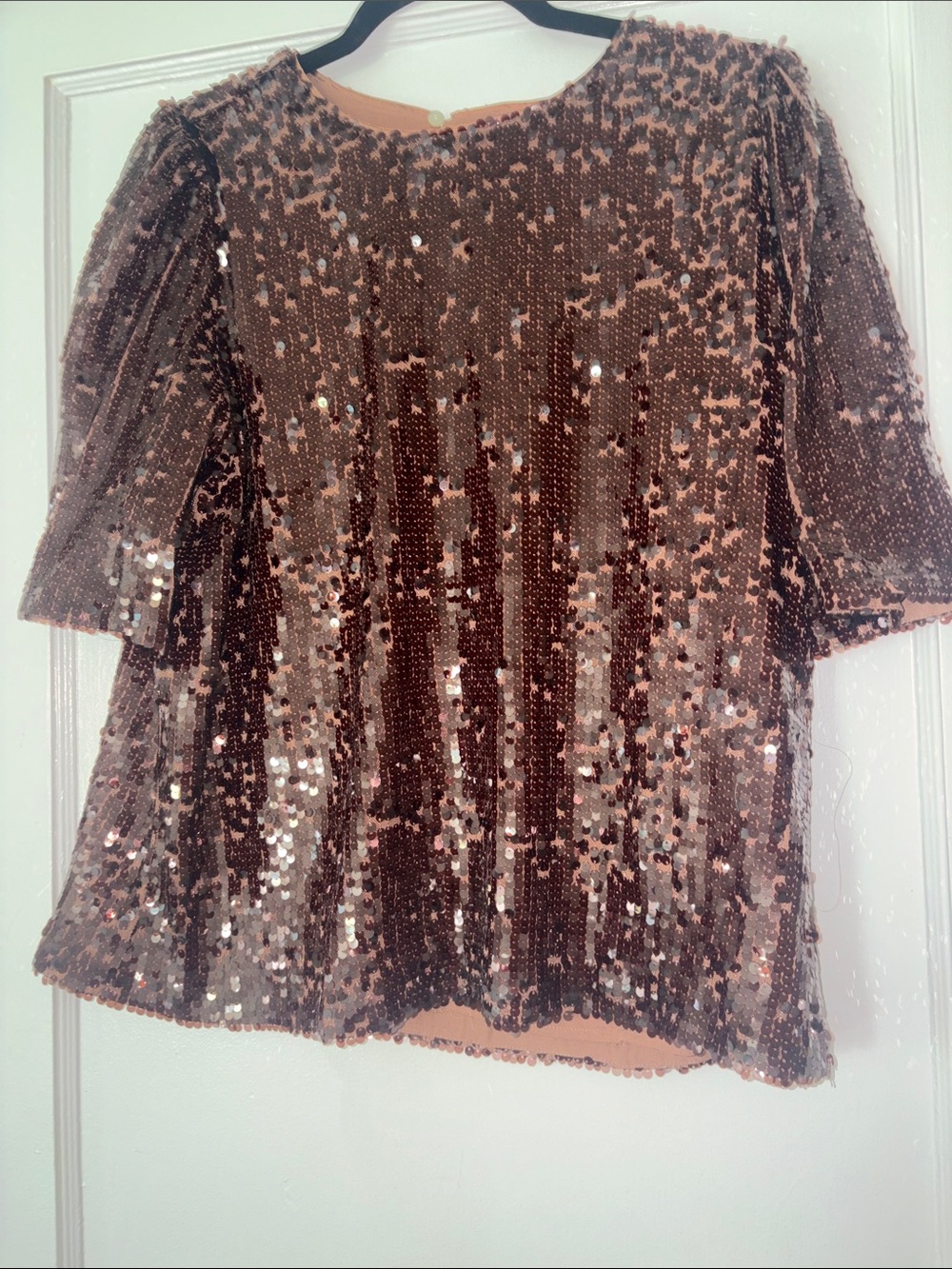 LOFT women’s Sequin Top in Rose Brown